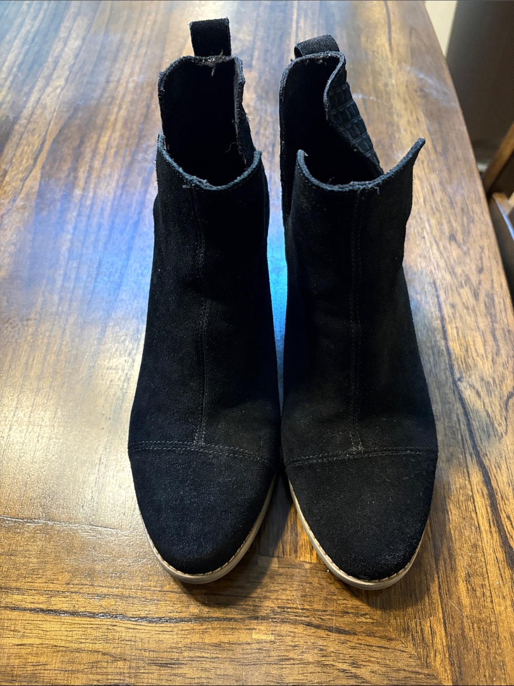 TOMS Black Suede Women's Ankle Booties - Sleek Chelsea Style